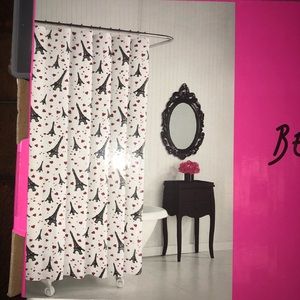 Betsey Johnson Paris hearts shower curtain